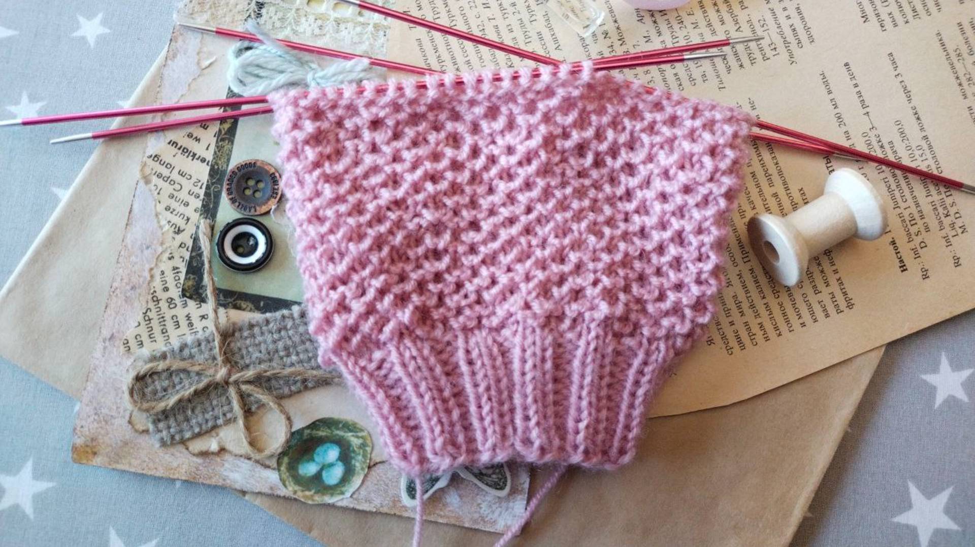 Интересный фоновый узор для вязания носочков / просто вяжется / схема узора. смотреть онлайн