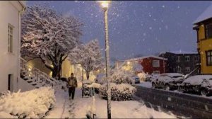 Iceland, Reykjavík - Heavy Snowfall in Downtown 2025 - Winter Morning Walk