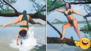 Неловкие моменты женщин, заснятые на камеру видеонаблюдения  Попробуй не рассмеяться Подборка