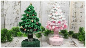 Новогодние ёлочки из синельной проволоки своими руками. Поделки из синельной проволоки.