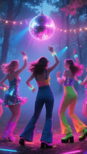 Анимационное сгенерированное видео: Девушки на дискотеке. Песни