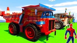 Человек-паук и Большие Грузовики для Супергероев и детей Мультфильмы про машинки для детей и малышей