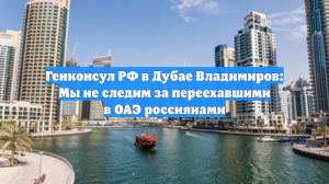 Генконсул РФ в Дубае Владимиров: Мы не следим за переехавшими в ОАЭ россиянами