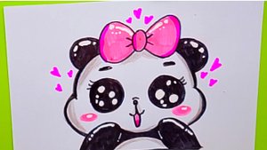 Как нарисовать милую панду легко и быстро! Рисунки для детей!Милая палочка🩷