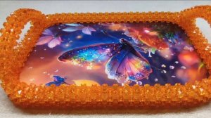 Поднос из квадратных бусин