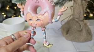 Ёлочная игрушка ДОНАТС, цвет розовый, серия АЛИСА И ЧУДЕСА, полистоун, 15 см, B88158-1