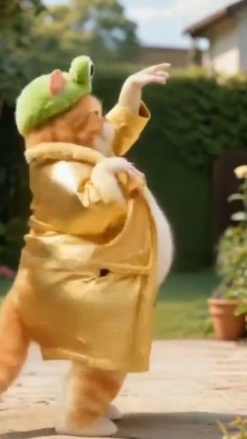 Рыжий котик танцует