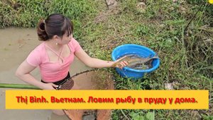 Thị Bình. Вьетнам. Ловим рыбу в пруду у дома.