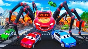 Пожиратель автомобилей Молния Маккуин против полицейских машин | Захватывающая миссия по спасению го