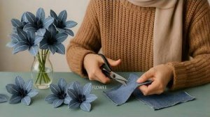 Красивая джинсовая лилия 🌼 ｜ Простой цветок своими руками из старых джинсов
