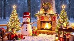 Christmas Snow Falling Ambience Relaxing Instrumental Christmas Music Crackling Fireplace