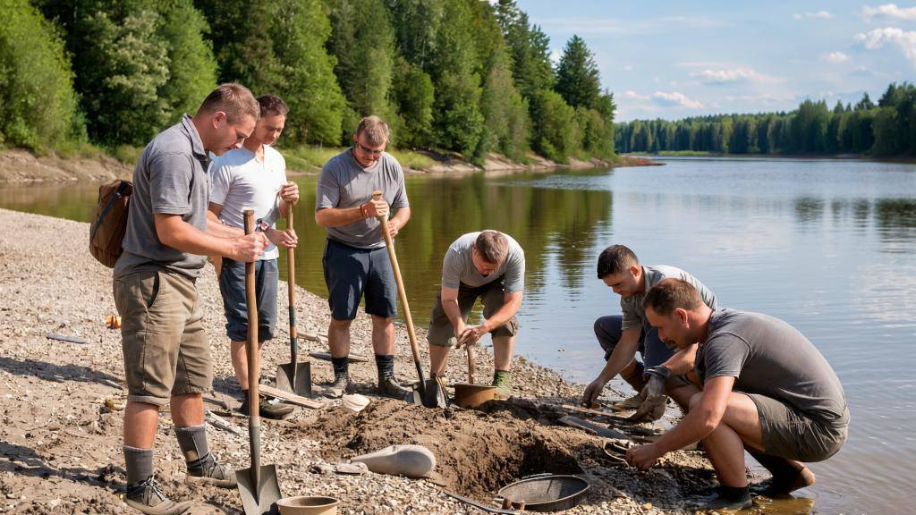 Копари на берегу Волги.