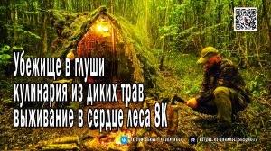 Убежище в глуши и кулинария из диких трав - Выживание в сердце леса (8K)