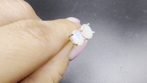 Пусеты с лунным камнем Размер камня 6x4 mm Ювелирная огранка Застежка бабочка (зажим) ЛУН068Е