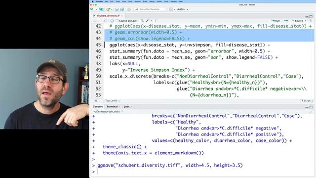 Using stat_summary from ggplot2 to add a statistics layer to plots in R (CC089)