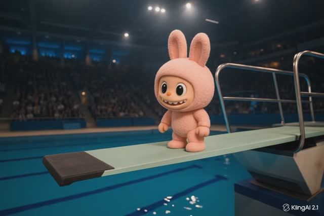 Лабубу делает красивый прыжок в воду