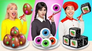 Кулинарный Челлендж | Уэнсдей Против Бабушки | Кухонные Лайфхаки и Хитрости от Candy DO