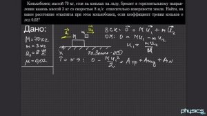 Задача на закон сохранение импульса и теорему о кинетической энергии