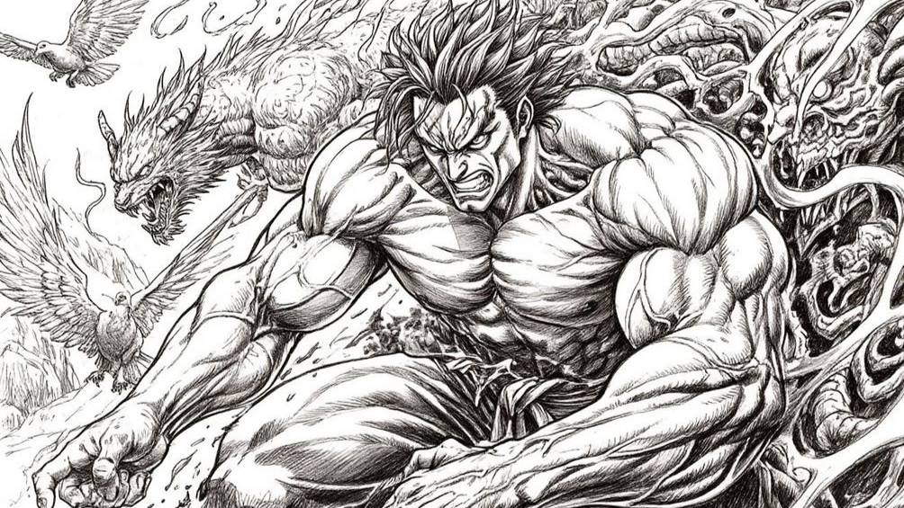 Мой Mugen - максимум слотов = 329967(33х9999) - бой Ханма Юдзиро vs всех 16