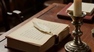 Футаж. Старинная книга. Перо. Чернильница. Свеча.