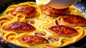 Наш любимый ужин за 20 минут! Просто и очень вкусно! Курица с Грибами и Пастой в сливочном соусе