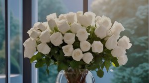 Белые розы на окне