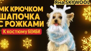 Вяжем шапочку с рожками крючком 🧶 Костюм "Бемби" для собак — тёплый и стильный образ!