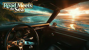 Фон для расслабления. Внутри старого американского автомобиля. Прибрежный блюз и океанский ветер