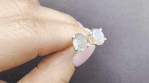 Пусеты с лабрадором Размер камня 7x5 mmЮвелирная огранка Застежка бабочка (зажим) ЛАБ032