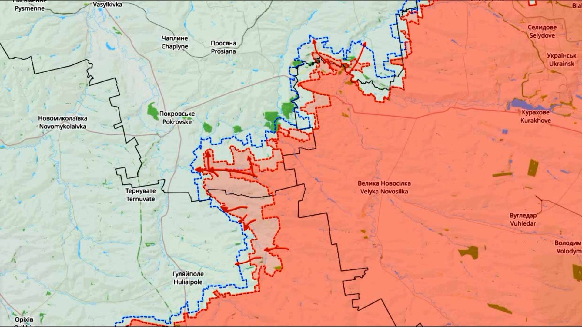 Карта боевых действий. Изменение линии фронта за октябрь 2025 года