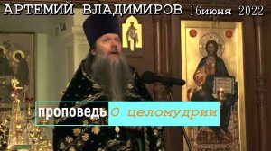 О целомудрии. Проповедь протоиерея Артемия Владимирова.16 июня 2022 год.