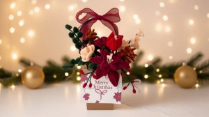 НОВОГОДНИЙ БУКЕТ В КОРОБКЕ ИЗ СИНЕЛЬНОЙ ПРОВОЛОКИ