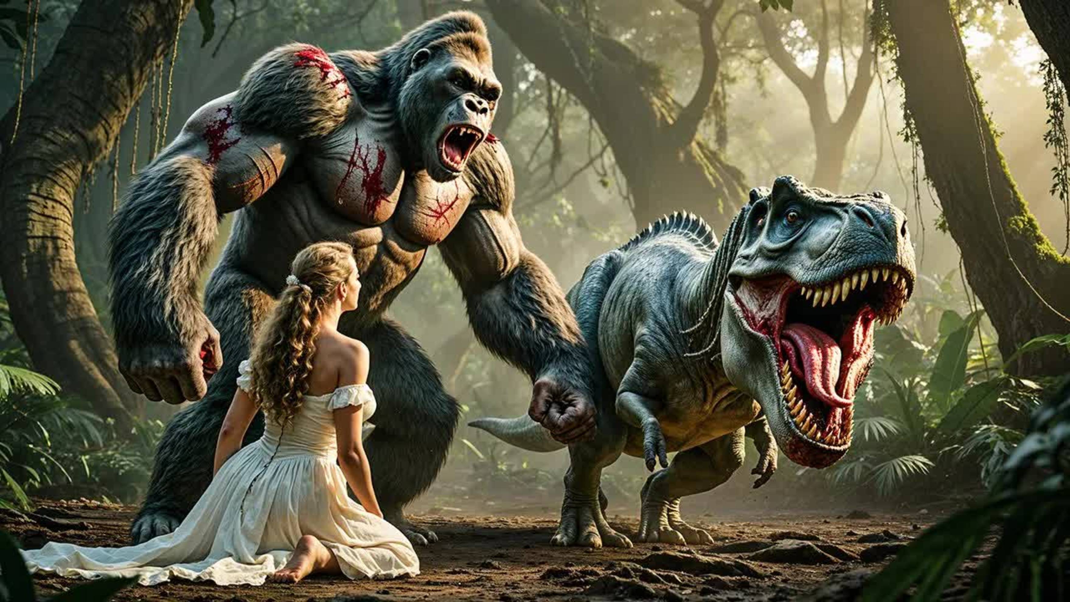 Кинг-Конг против Ти-Рекса: Доисторическая битва с динозаврами смотреть онлайн