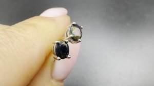 Пусеты с чёрным опалом Размер камня 5x3  mmЮвелирная огранка Застежка бабочка (зажим) ОПА035