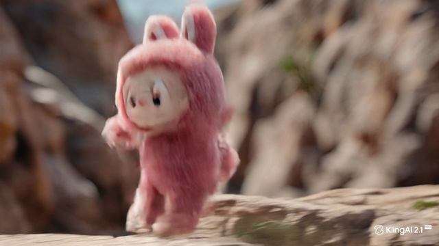 Лабубу розовый прыгает