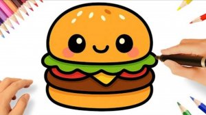 КАК НАРИСОВАТЬ СУПЕР КАВАИЙ-ГАМБУРГЕР 🍔💖 ЛЕГКОЕ ПОШАГОВОЕ РУКОВОДСТВО