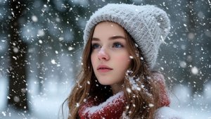 White snow is falling silently