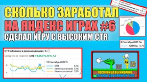 СКОЛЬКО ЗАРАБОТАЛ НА ЯНДЕКС ИГРАХ #6 СДЕЛАЛ ИГРУ С ВЫСОКИМ CTR