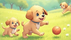 Песенка для детей, Песенки для детей, Песенка про щенят и мяч