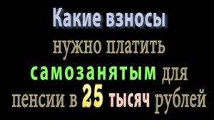 Пенсия 25 тысяч для самозанятых