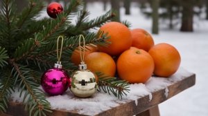 Футаж. Новый год. Мандарины.