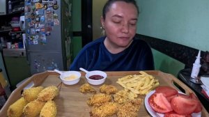 Корн доги, картошками фри, крылышки хрустящие. Мукбанг #еда#домашняя еда