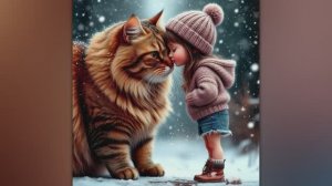 "Кот и девочка" #картинки_в_Шедевруме"