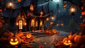 Autumn Haunted Village Halloween Ambience with Spooky Music Halloween Ambience MusicCrunchy Leaves