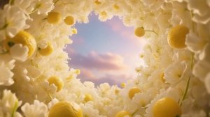 Футаж. Цветы жёлтые. Лимоны. Фон.