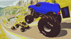 Эпические прыжки на скоростных грузовиках-монстрах в BeamNG Drive