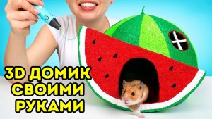 Как нарисовать домик в форме арбуза для хомячка с помощью 3D ручки