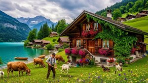 Швейцария - Самая красивая сельская местность на Земле | Райский день в Швейцарских Альпах (4K)