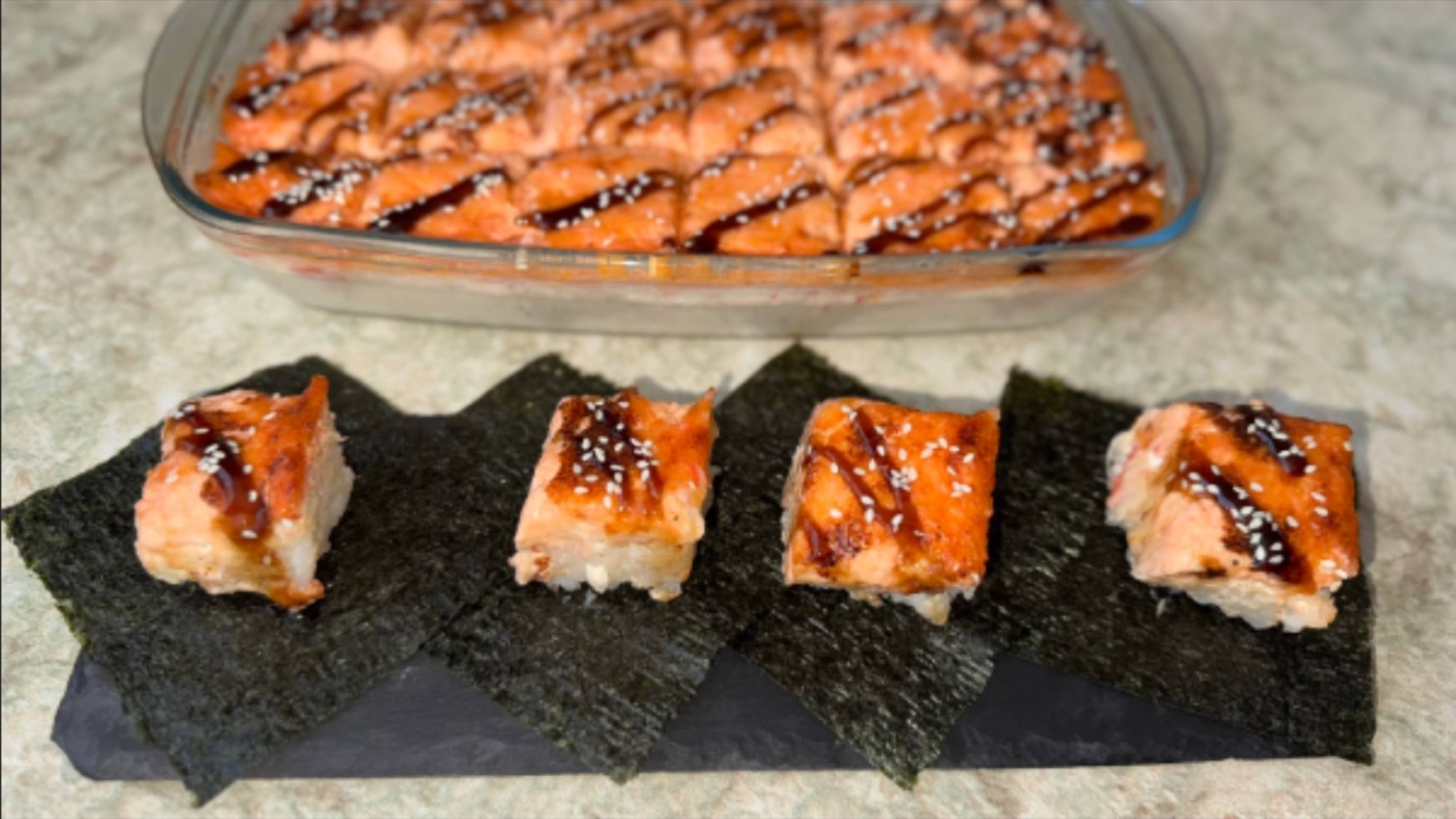 Запечённый суши-торт