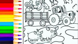 Синий трактор раскраска | видео для детей | Мультики с игрушками